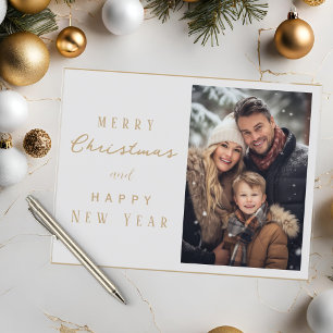 Postal Elegante foto de familia Feliz Navidad Año Nuevo