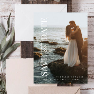 Postal Elegante foto de retrato moderno salva la fecha