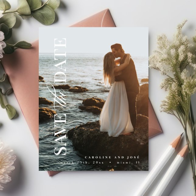 Postal Elegante foto de retrato moderno salva la fecha (Subido por el creador)