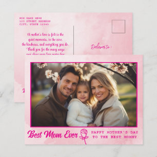 Postal Elegante Foto de Texto Día de la Madre Acuarela Ro