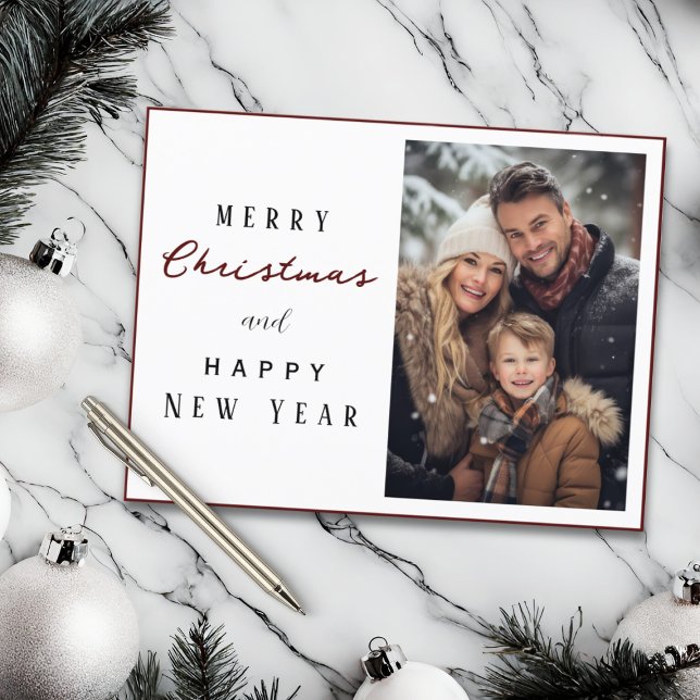 Postal Elegante foto familiar Feliz Año Nuevo Navidad (Subido por el creador)