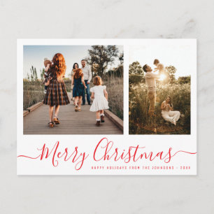 Postal Elegante Foto Familiar Navidad Simple Escritura
