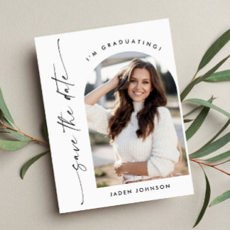 Postal Elegante foto graduación guardar la fecha