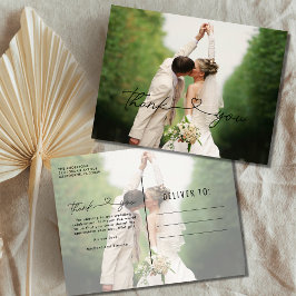 Postal Elegante foto simple Boda gracias
