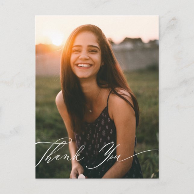 Postal Elegante fotografía de caligrafía de agradecimient (Anverso)