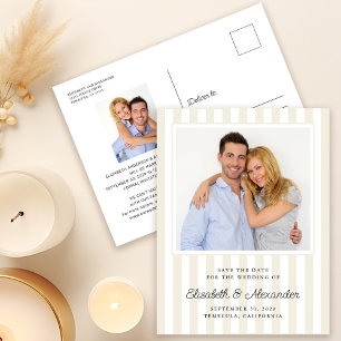 Postal Elegante Franja Moderna Foto Boda Save The Date