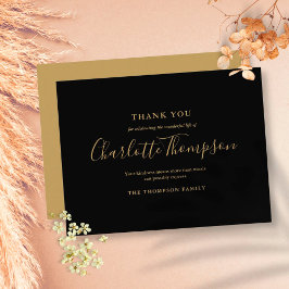 Postal Elegante funeral conmemorativo de oro gracias