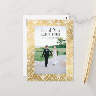 Postal Elegante Gatsby Deco 1920's Photo Boda Gracias