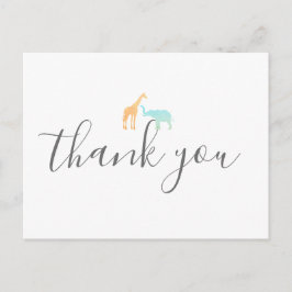Postal Elegante Girafa Elefante Baby Shower Agradecimient