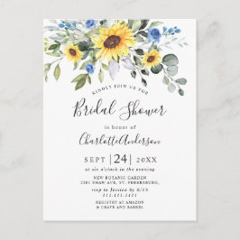 Postal Elegante girasol Eucalyptus Bridal Shower Card