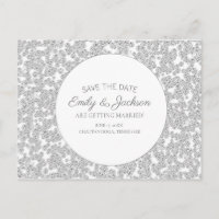 Elegante Glitter de Diamante de Plata Save Date de