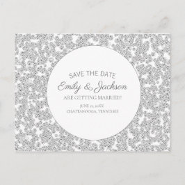 Postal Elegante Glitter de Diamante de Plata Save Date de