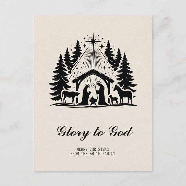 Postal Elegante Gloria Religiosa A Dios Navidades Cristia (Anverso)