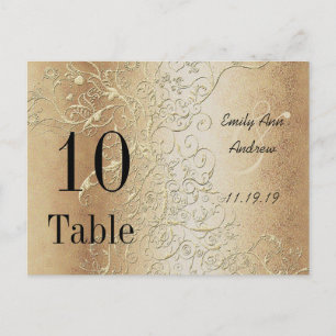 Postal Elegante Gold Swirls Black Font Table Numbers