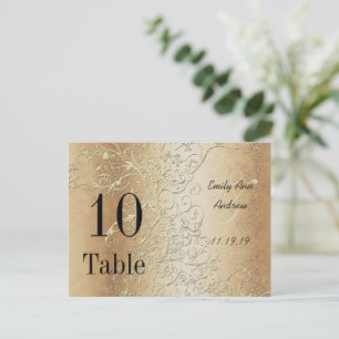 Postal Elegante Gold Swirls Black Font Table Numbers