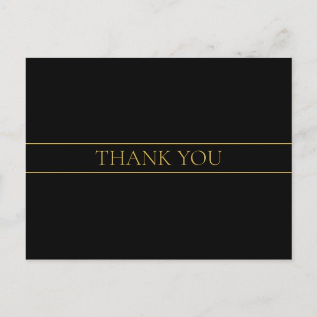 Postal Elegante Gracias | Texto dorado y franjas (Anverso)