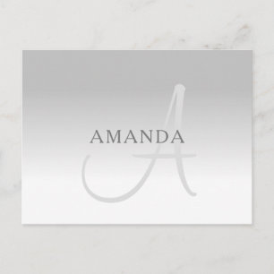 Postal Elegante gradiente gris monograma personalizable