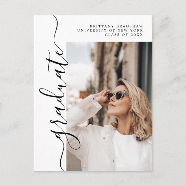 Postal Elegante Graduado Clase de Graduación de Foto (Anverso)