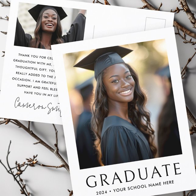 Postal Elegante graduado de posgrado clásico (Elegant classic graduation year photo graduate postcard)