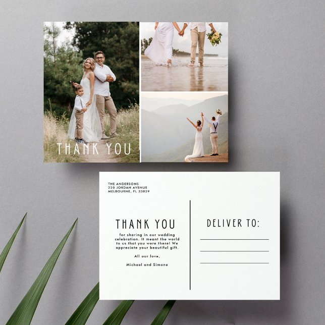 Postal Elegante Gratitud Boda Minimalista Gracias (Elegant Gratitude Minimalist Wedding Thank You Postcard)