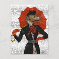 Elegante Greyhound y Paraguas Rojo 2