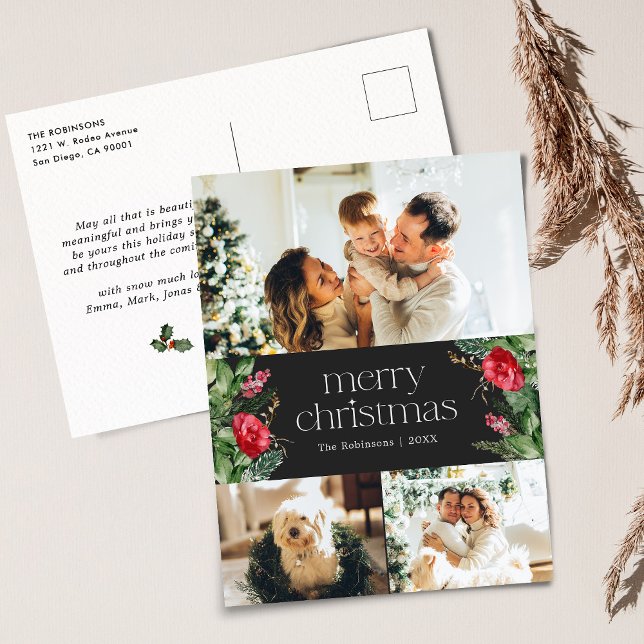 Postal Elegante Gris oscuro Feliz Navidad 3 Festividad Fo (Subido por el creador)