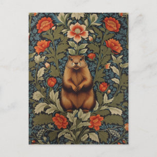Postal Elegante Groundhog William Morris inspirado