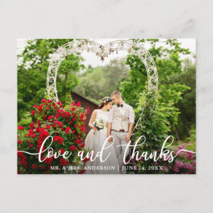 Postal Elegante guión Amor y Gracias Foto de boda