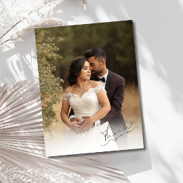 Postal Elegante guión Boda Foto Gracias