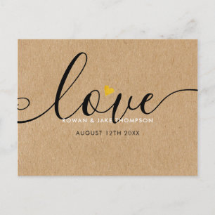 Postal Elegante guión corazón de oro gracias rústico kraf