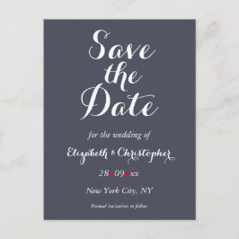 Postal Elegante guión de boda morada Save the Date