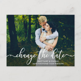 Postal Elegante guión de caligrafía cambia la foto de fec