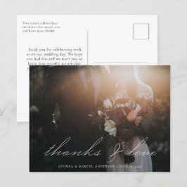 Postal Elegante guión de caligrafía Foto gracias Boda