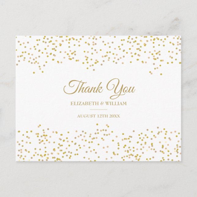 Postal Elegante guión de Moda Gracias Confetti de polvo d (Anverso)