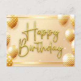 Postal Elegante Guión de Oro Feliz cumpleaños