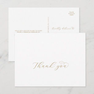 Postal Elegante Guión Dorado Gracias Postcard