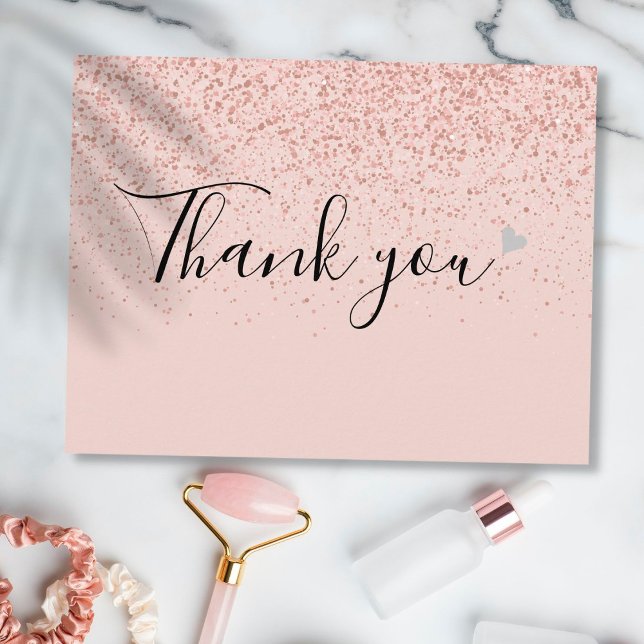 Postal Elegante guión empresarial agradecer rosa oro (Subido por el creador)