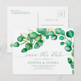Postal Elegante Guión Eucalyptus Greenery Guardar La Fech