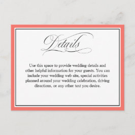 Postal Elegante guión florece Boda Detalles Coral