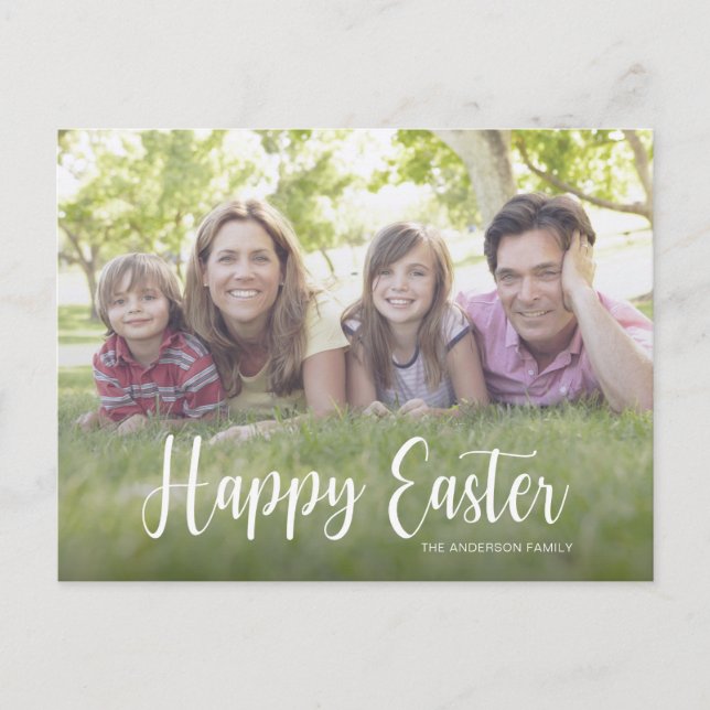 Postal Elegante guión foto feliz Pascua (Anverso)