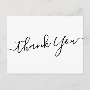 Postal Elegante guión manuscrito blanco gracias