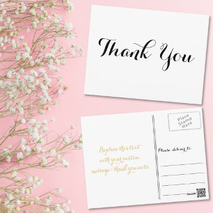 Postal Elegante guión negro personalizado Agradecimiento