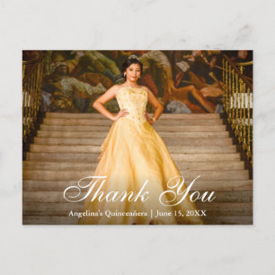 Postal Elegante guión Quinceañera Foto Agradecimiento