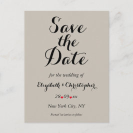 Postal Elegante guión Taupe Boda Guardar la fecha