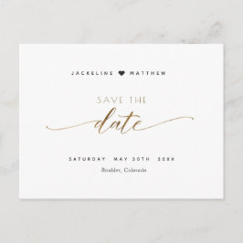 Postal Elegante guión y simple, casamiento guardar la fec