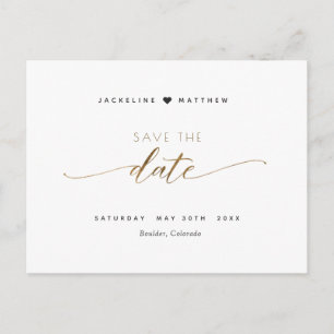 Postal Elegante guión y simple, casamiento guardar la fec