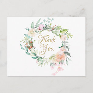 Postal Elegante guirnalda de rosas Agradecimiento empresa