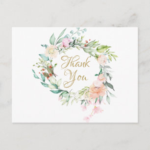 Postal Elegante guirnalda de rosas Agradecimiento empresa