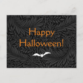 Postal Elegante Halloween Botánico Floral Negro