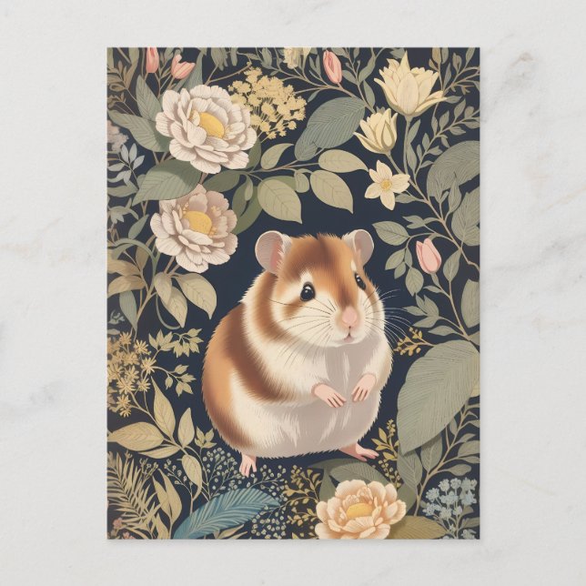 Postal Elegante Hamster William Morris inspirado en la fl (Anverso)